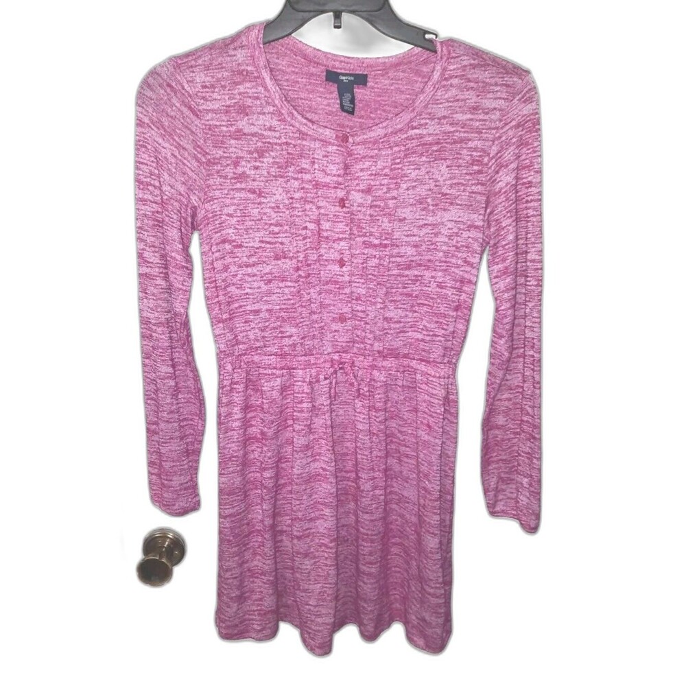 Gap Kids XXL A-Line Dress – Dark Pink, Long Sleeve with Drawstring Waist
